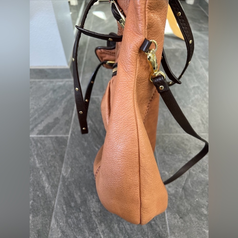 The Sak Tan Brown Leather Hobo Crossbody Shoulder Bag Bohemian Hippie - Picture 10 of 16